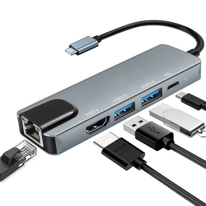 Adaptateur Type-c Vers HDMI 4K / RJ45 Gigabit / USB 3.0